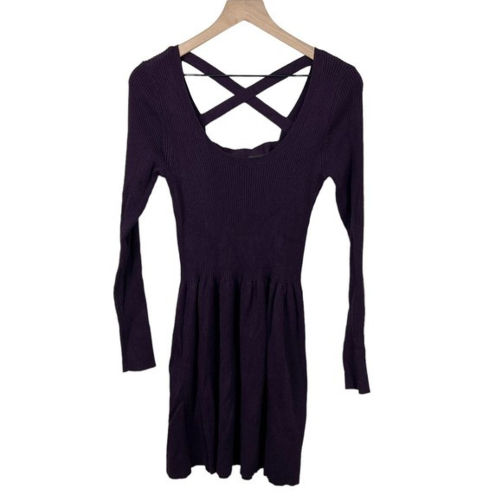 Victoria's Secret Women Purple Cashmere Blend Long Sleeve‎ A-Line Dress Medium